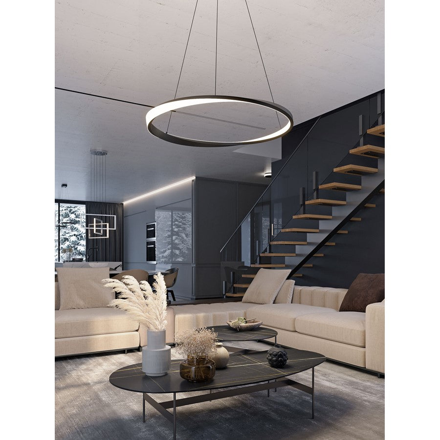 AFX Lighting Oberon 1 Light 40'' LED Pendant, Black/White