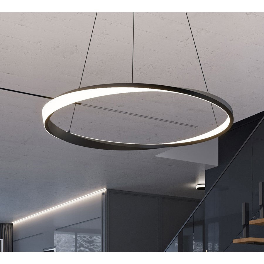 AFX Lighting Oberon 1 Light 40'' LED Pendant, Black/White