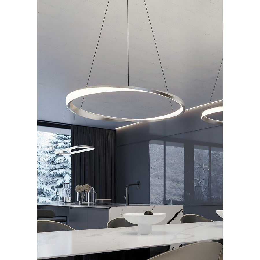 AFX Lighting Oberon 1 Light 40'' LED Pendant, Satin Nickel/White