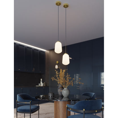 AFX Lighting Olivia 1Lt 7" LED Pendant, Antique Brass/White