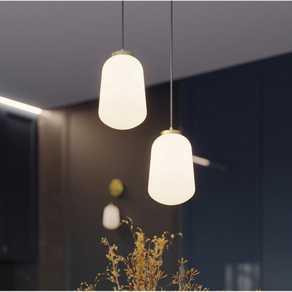 AFX Lighting Olivia 1Lt 7" LED Pendant, Antique Brass/White