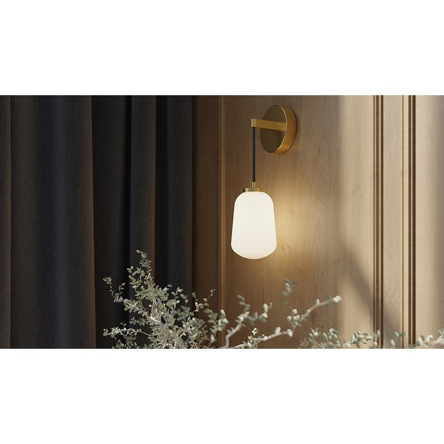 AFX Lighting Olivia 1Lt 14" LED Wall Sconce, Brass/White