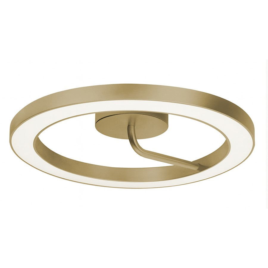 AFX Lighting One 1Lt 18" LED Flush Mount, Antique Brass/White