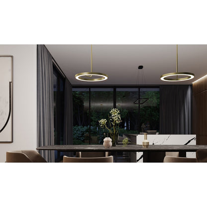 AFX Lighting One 1Lt 18" LED Pendant, Antique Brass/White