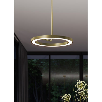 AFX Lighting One 1Lt 18" LED Pendant, Antique Brass/White
