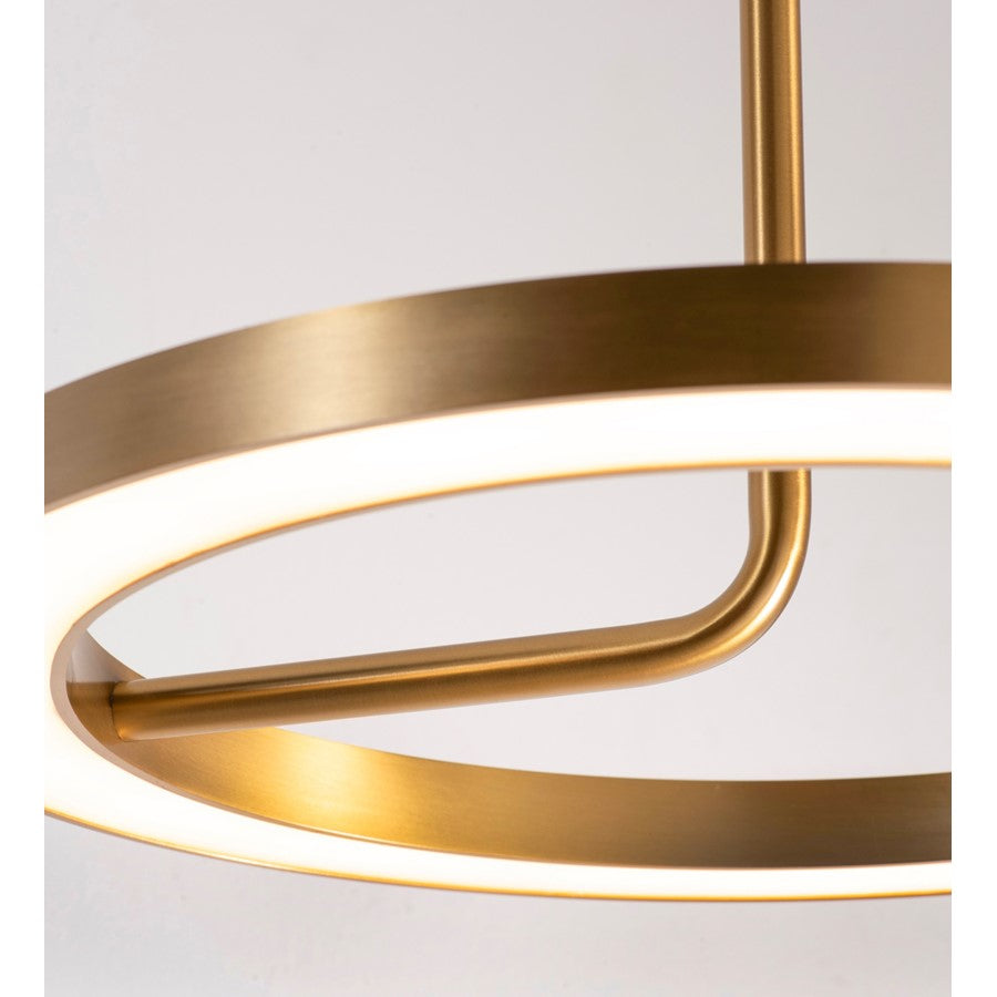 AFX Lighting One 1Lt 18" LED Pendant, Antique Brass/White