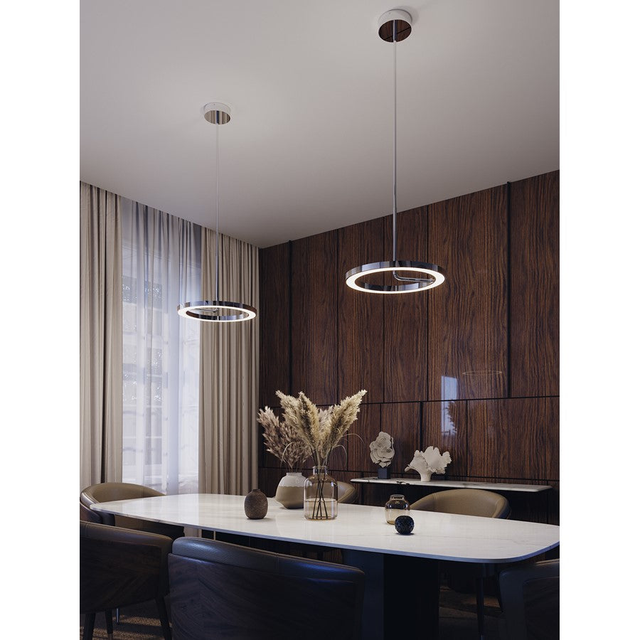 AFX Lighting One 1Lt 18" LED Pendant, Chrome/White