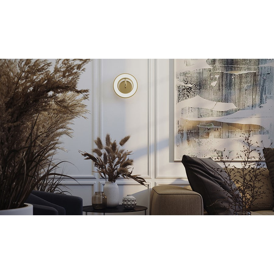 AFX Lighting One 1Lt 10" LED Wall Sconce, Antique Brass/White