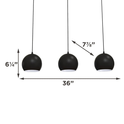 AFX Lighting Roxy 36in 3-Light Linear Pendant | Modern White and White Steel | Kitchen Island & Dining Room | 7.88 x 36 x 6.25 in | Model RXYP08WHLNR3