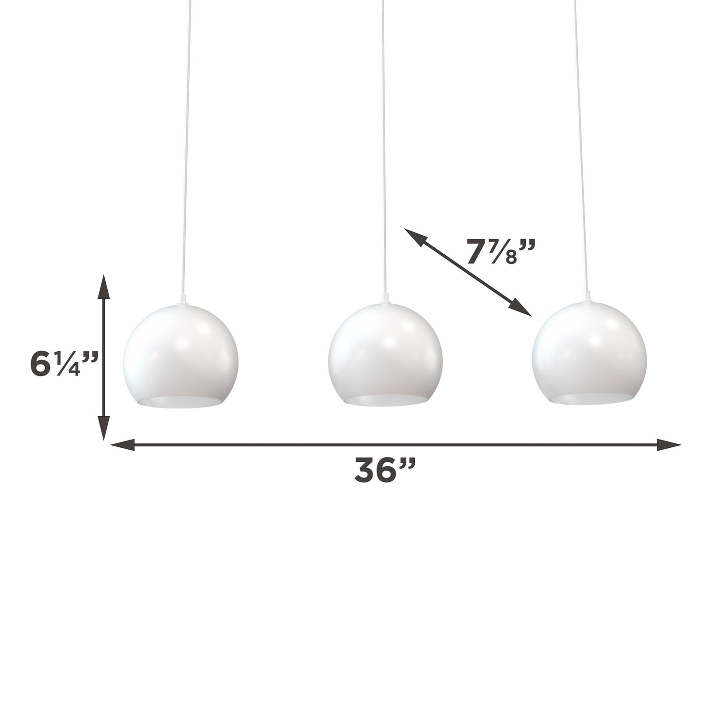 AFX Lighting Roxy 36in 3-Light Linear Pendant | Modern White and White Steel | Kitchen Island & Dining Room | 7.88 x 36 x 6.25 in | Model RXYP08WHLNR3