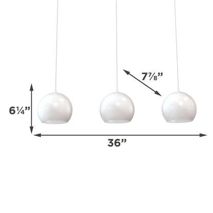 AFX Lighting Roxy 36in 3-Light Linear Pendant | Modern White and White Steel | Kitchen Island & Dining Room | 7.88 x 36 x 6.25 in | Model RXYP08WHLNR3