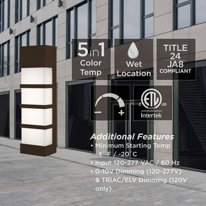 AFX Lighting State 1 Light 17" LED Outdoor Sconce, Bronze/White