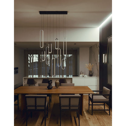 9 Light LED 36" Linear Pendant, Black