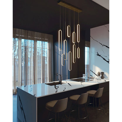 9 Light LED 36" Linear Pendant, Gold