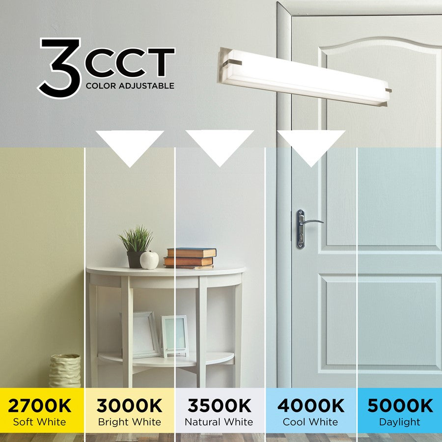 LED Bathroom Vanity Light, Satin Nickel