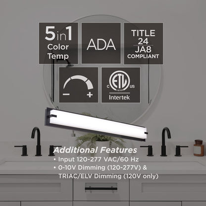 AFX Lighting Sinclair 1 Light 36" LED Vanity Light, Black/White