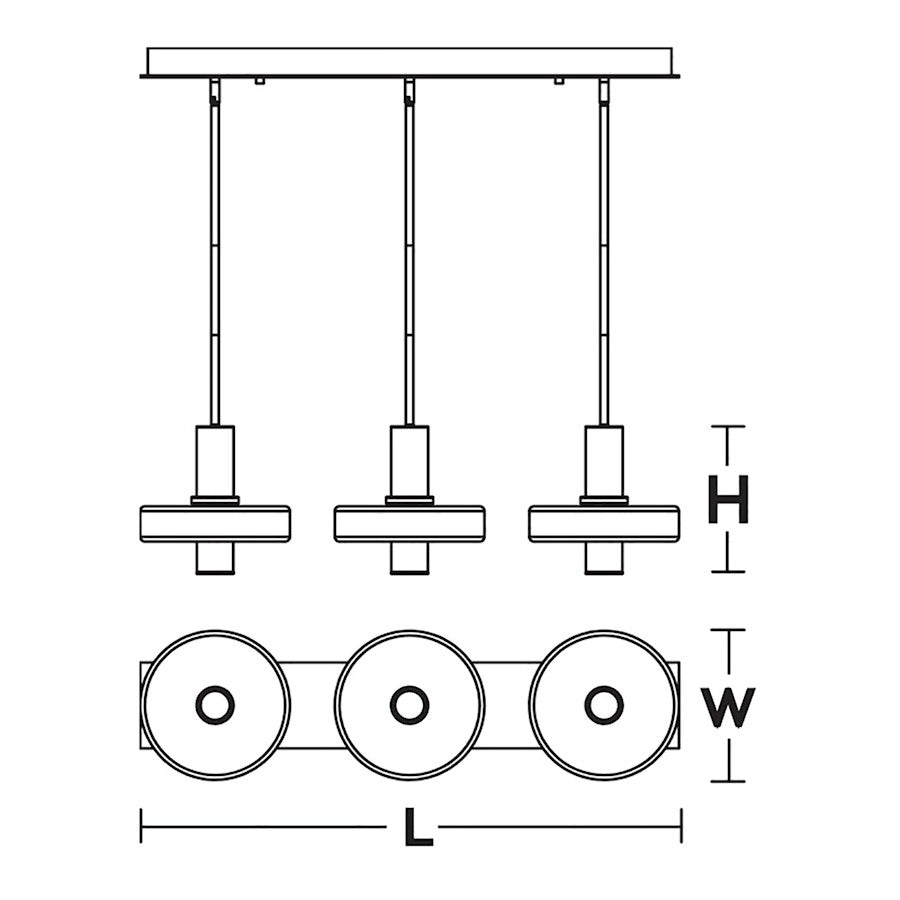 AFX Lighting Sydney 3 Light Black Pendant, Black/White