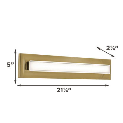 AFX Vogue 21in LED Vanity Light | Modern Light Antique Brass Steel and Clear Glass | Bathroom & Powder Room | 1100 Lumens | Model VOGV1807LAJUDLB