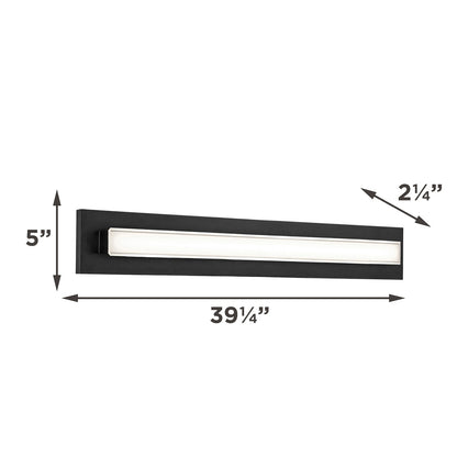 AFX Vogue 39in LED Vanity Light | Modern Black Steel and Clear Glass | Bathroom & Powder Room | 1800 Lumens, 5-CCT Dimmable | Model VOGV3607LAJUDBK