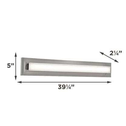 AFX Vogue 39in 1-Light LED Vanity Light | Transitional Satin Nickel and Clear Glass | Bathroom & Powder Room | Model VOGV3607LAJUDSN