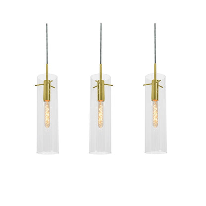 AFX Lighting Vista 3-Light Linear Pendant, Satin Nickel/Clear - VSAP05MBLBLNR3