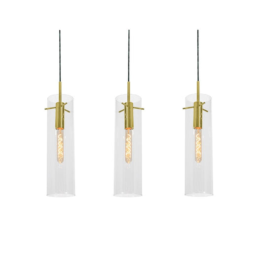AFX Lighting Vista 3-Light Linear Pendant, Satin Nickel/Clear - VSAP05MBLBLNR3