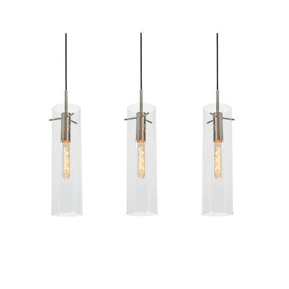AFX Lighting Vista 3-Light Linear Pendant, Antique Brass/Clear - VSAP05MBSNLNR3
