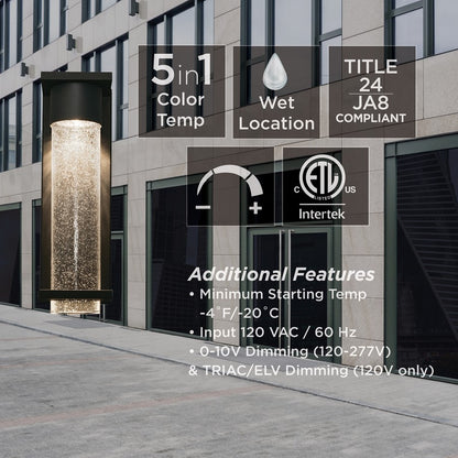 AFX Lighting Vasari 1Lt 12" LED Outdoor Sconce, Black/Clear