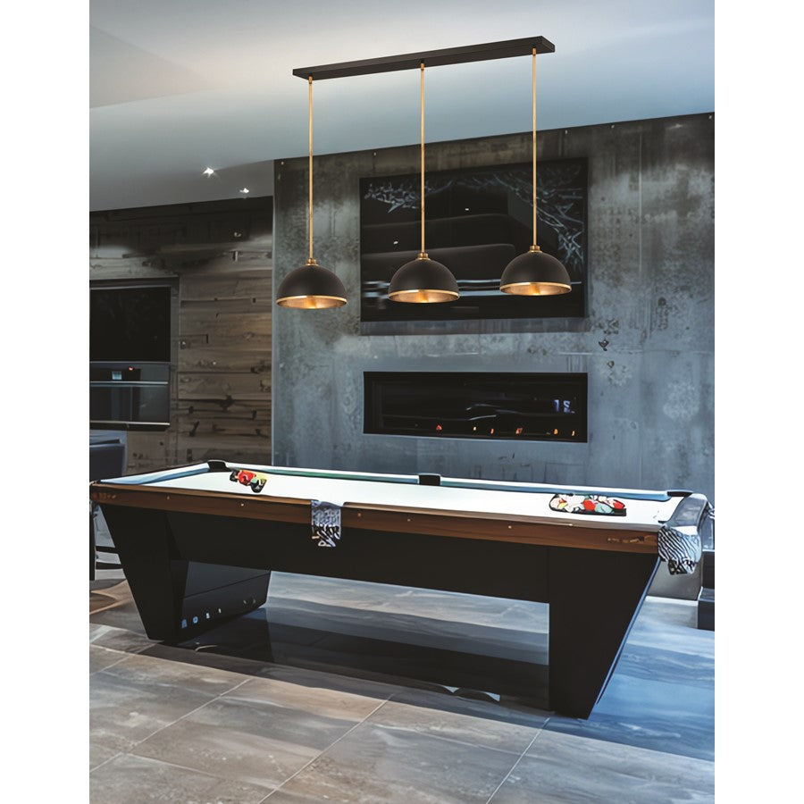 Z-Lite Landry 3 Light Pendant, Matte Black/Rubbed Brass - 1004P14-3L-MB-RB