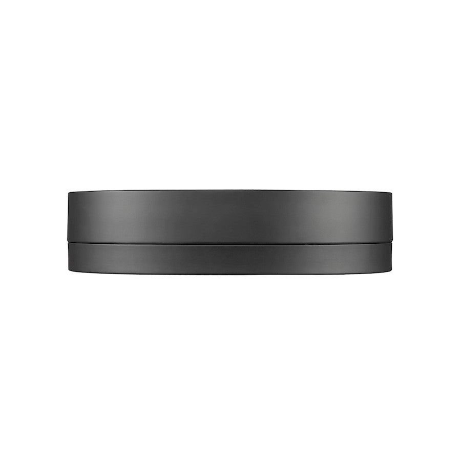 Z-Lite Algar 1 Light 12" Flush Mount, Matte Black/Frosted