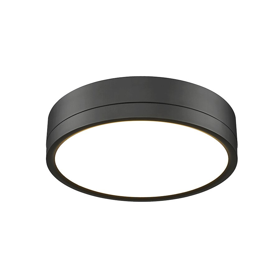 Z-Lite Algar 1 Light 12" Flush Mount, Matte Black/Frosted