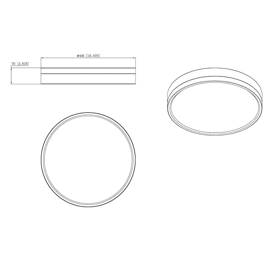 Z-Lite Algar 1 Light 16" Flush Mount, White/Gold/Frosted