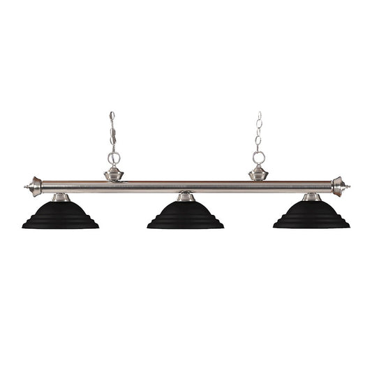 Z-Lite Riviera 3 Light 14" Island/Billiard, Brushed Nickel, Black