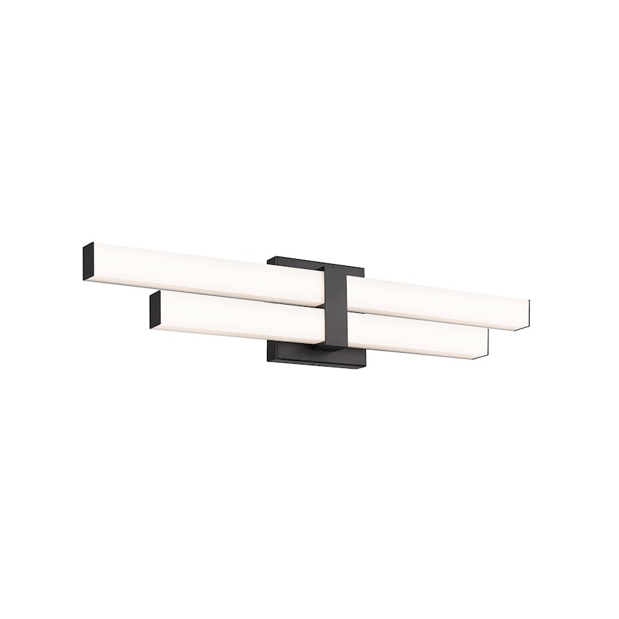 2 Light 25" Bathroom Vanity Light, Matte Black