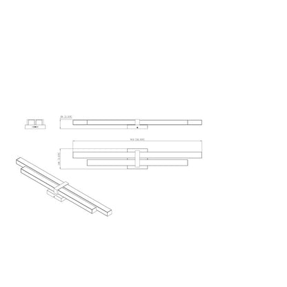 2 Light 32" Bathroom Vanity Light, Modern Gold