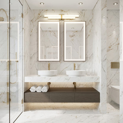 2 Light 32" Bathroom Vanity Light, Modern Gold