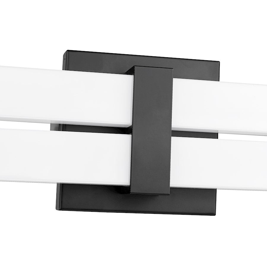 2 Light 40" Bathroom Vanity Light, Matte Black