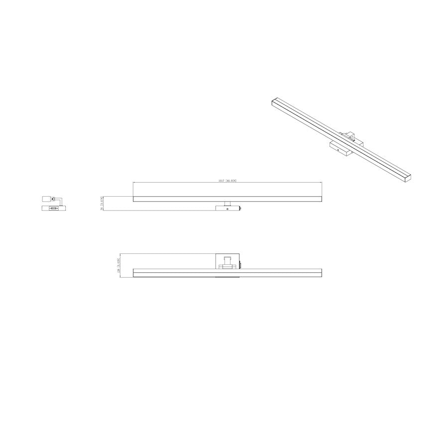 1 Light 40" Bathroom Vanity Light, Matte Black