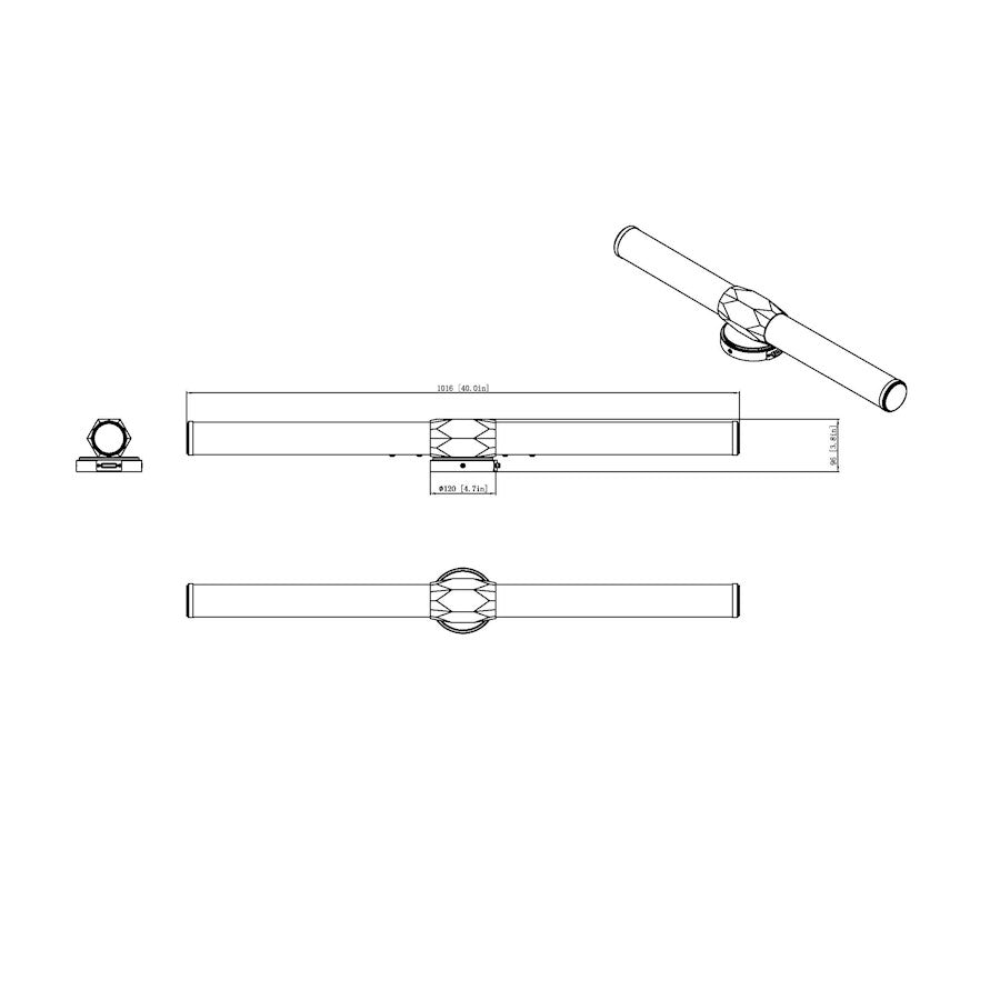 1 Light 40" Bathroom Vanity Light, Matte Black