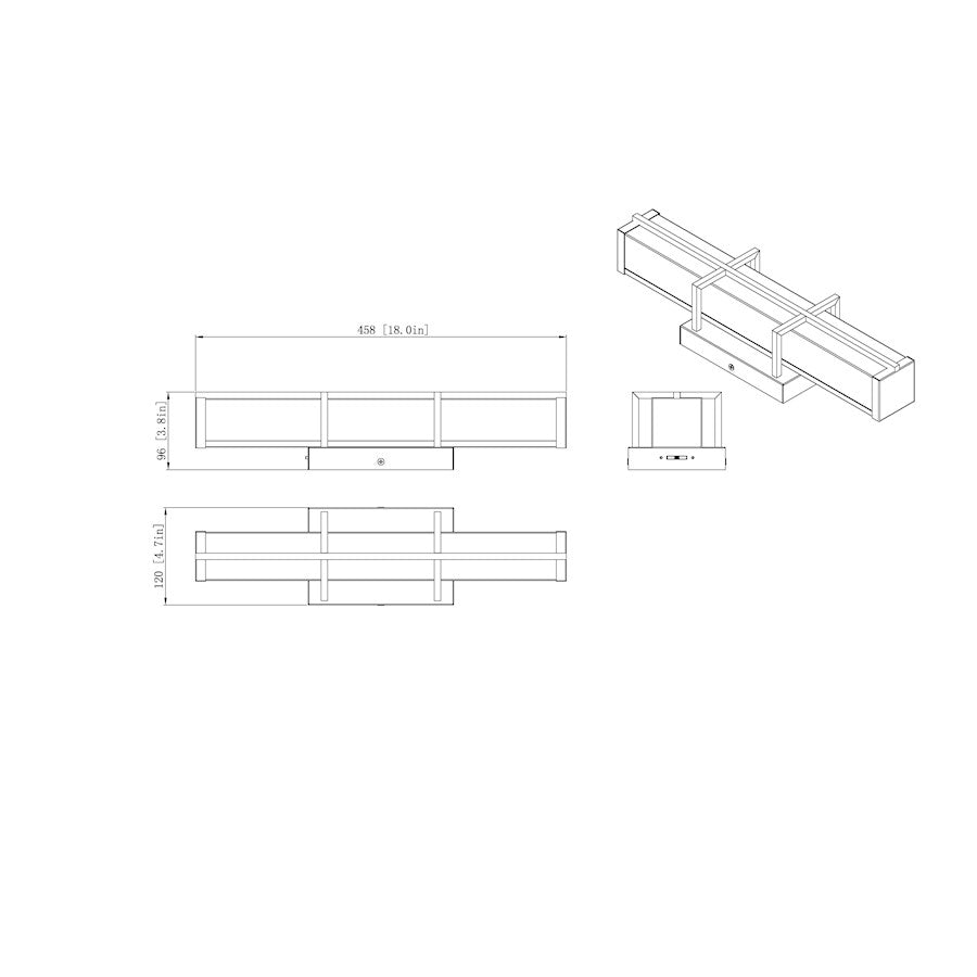 1 Light 18" Bathroom Vanity Light, Matte Black