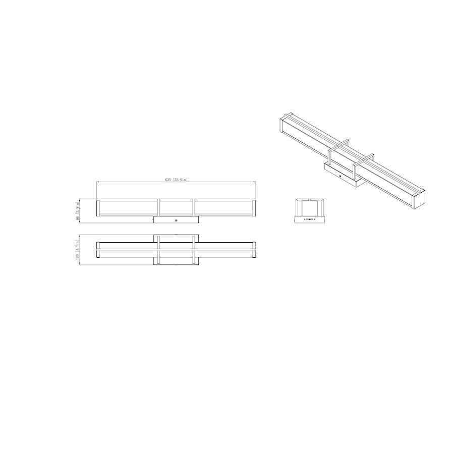 1 Light 25" Bathroom Vanity Light, Brushed Nickel