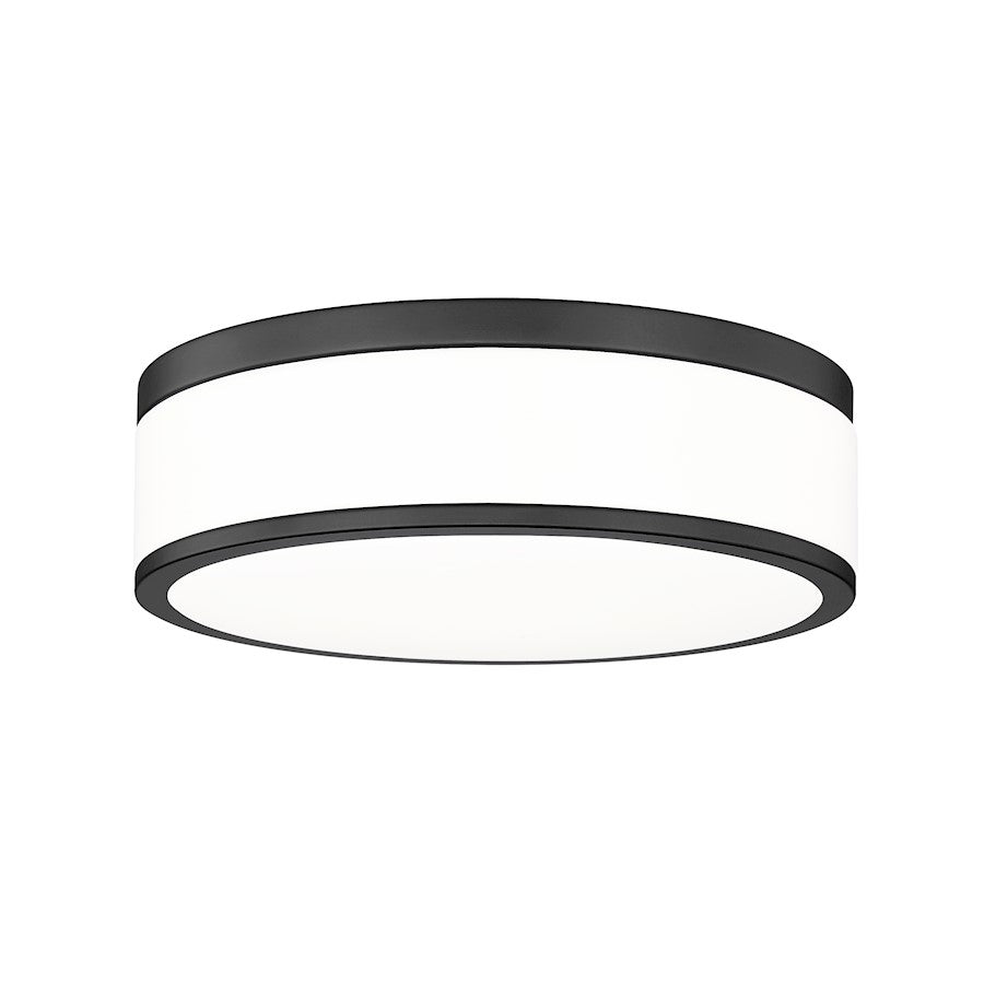 Z-Lite Ballord 1 Light 12" Flush Mount, Matte Black/Frosted - 1012F12-MB-LED