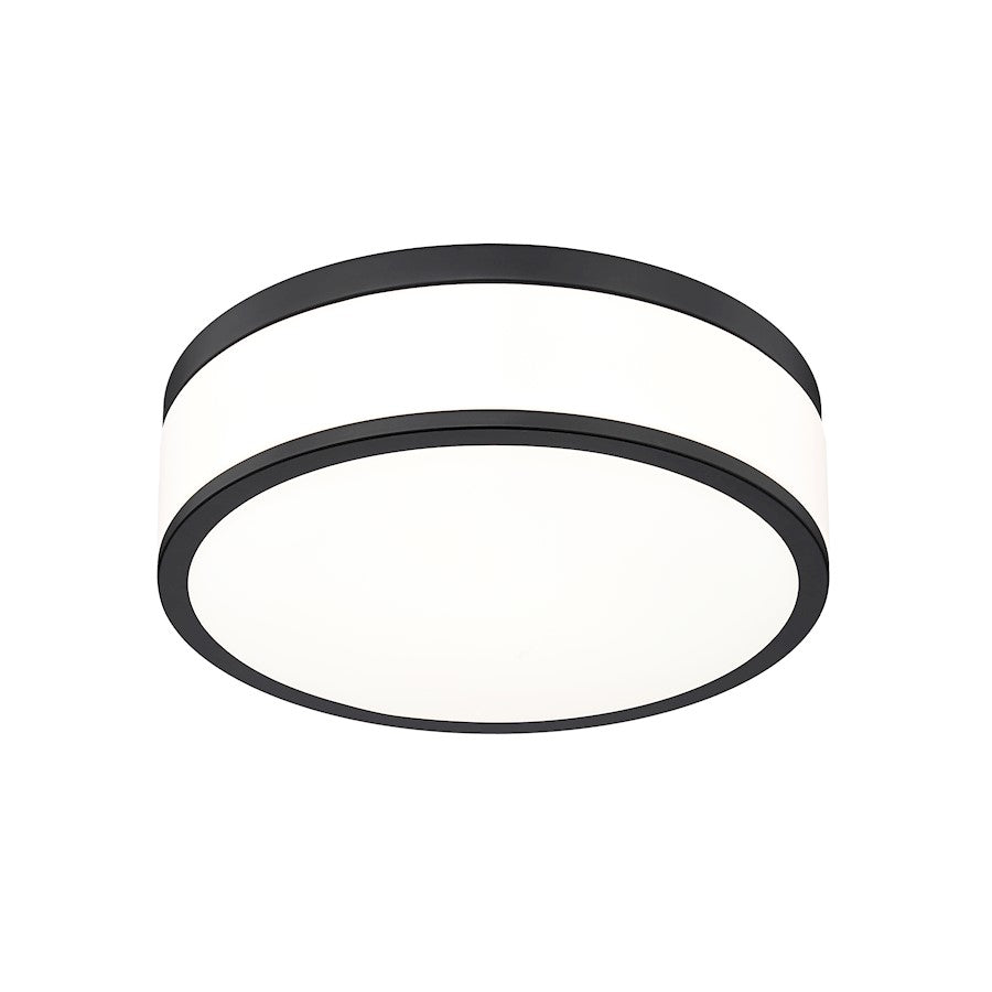 Z-Lite Ballord 1 Light 12" Flush Mount, Matte Black/Frosted