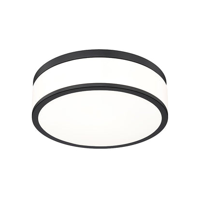 Z-Lite Ballord 1 Light 12" Flush Mount, Matte Black/Frosted