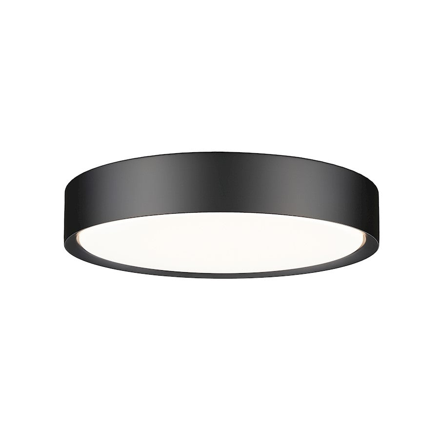 Z-Lite Kawan 1 Light 16" Flush Mount, Matte Black/Frosted - 1014F16-MB-LED