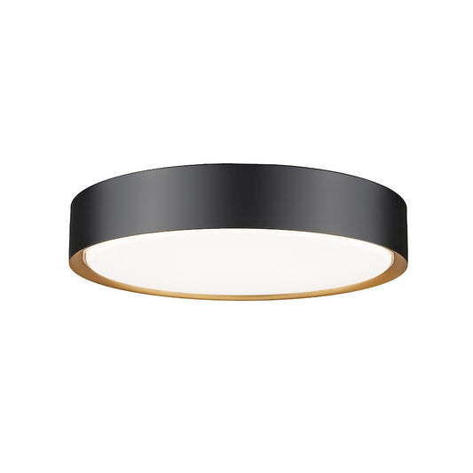 Z-Lite Kawan 1Lt 16" Flush Mount, Black/Gold/Frosted - 1014F16-MB-MGLD-LED