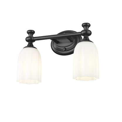 2 Light 14" Bathroom Vanity Light, Matte Black