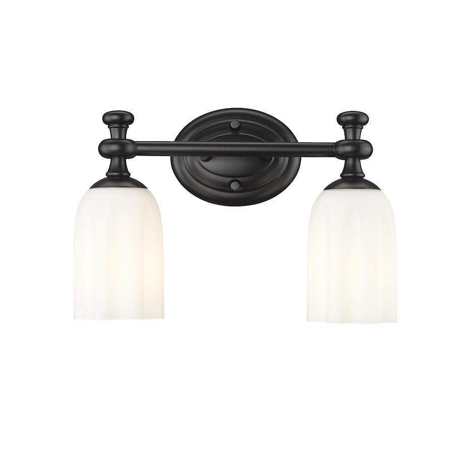 2 Light 14" Bathroom Vanity Light, Matte Black