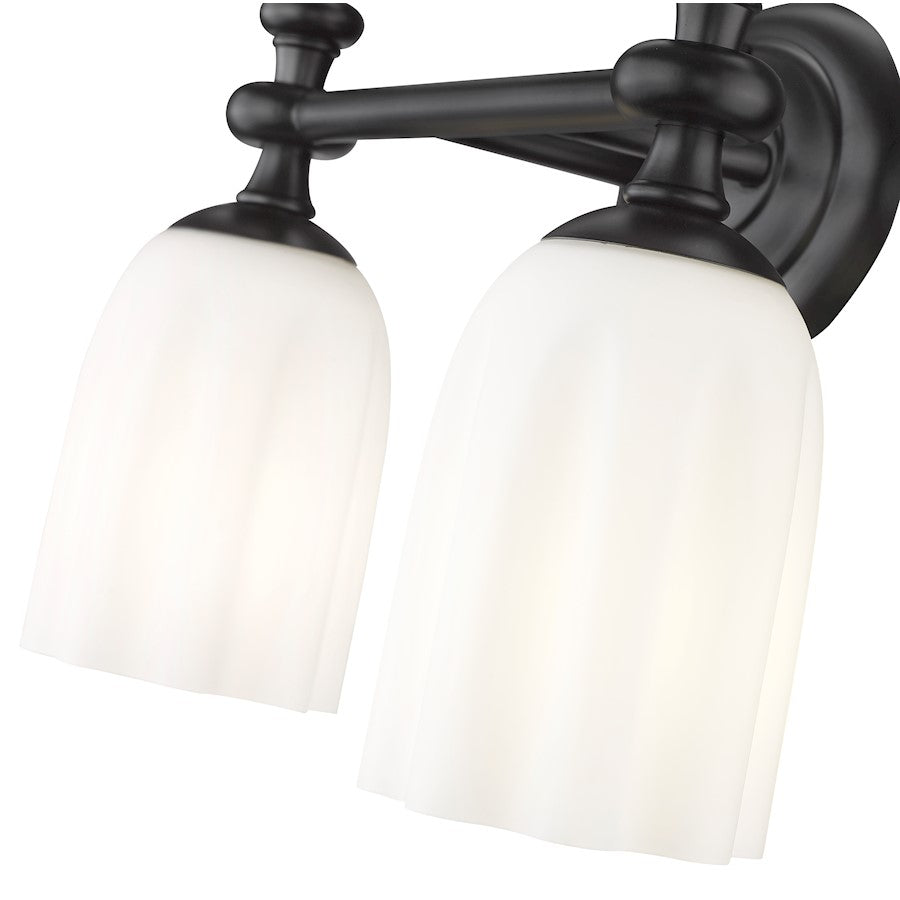 2 Light 14" Bathroom Vanity Light, Matte Black