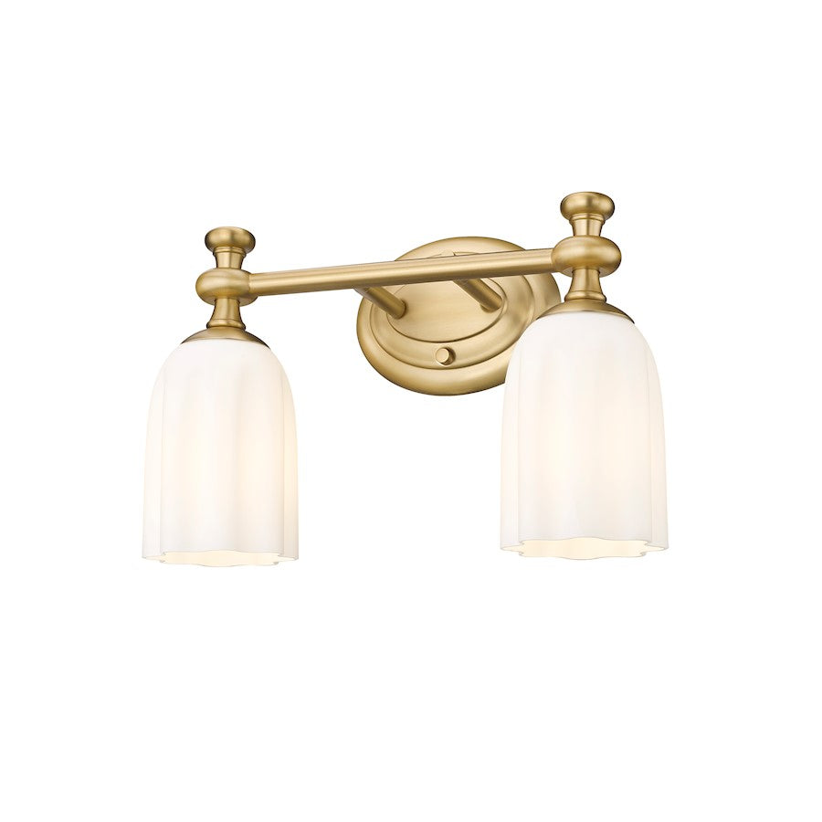 2 Light 14" Bathroom Vanity Light, Modern Gold